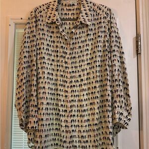 Jane and Delancey White Blouse With Birds Size 1X